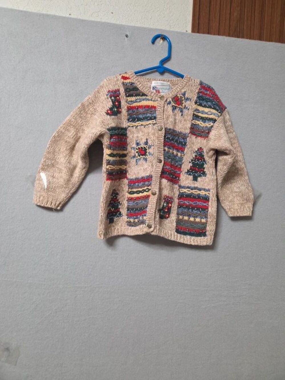 Christopher & Banks Vintage Hand Embroidered Christmas Cardigan Sweater Size L